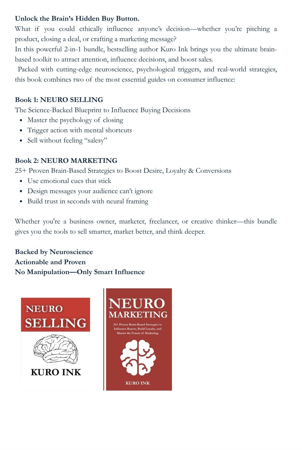 NEURO INFLUENCE MASTERY: The Ultimate 2-in-1 Brain Toolkit  Includes Neuro Marketing + Neuro Selling for Business Owners, Marketers & Sales Pros