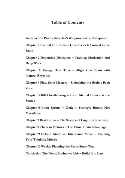 NEURO PRODUCTIVITY: 25+ Brain-Based Tools to Work Smarter, Focus Sharper, and Achieve More
